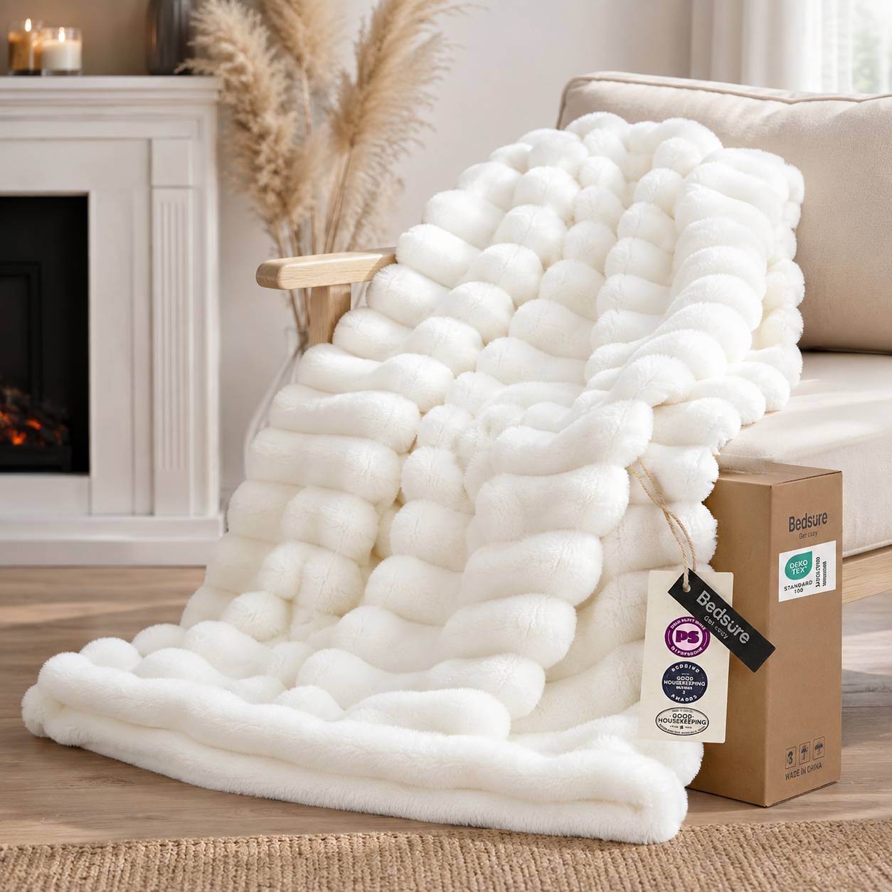 Bedsure GentleSoft White Throw Blanket, 50×60″