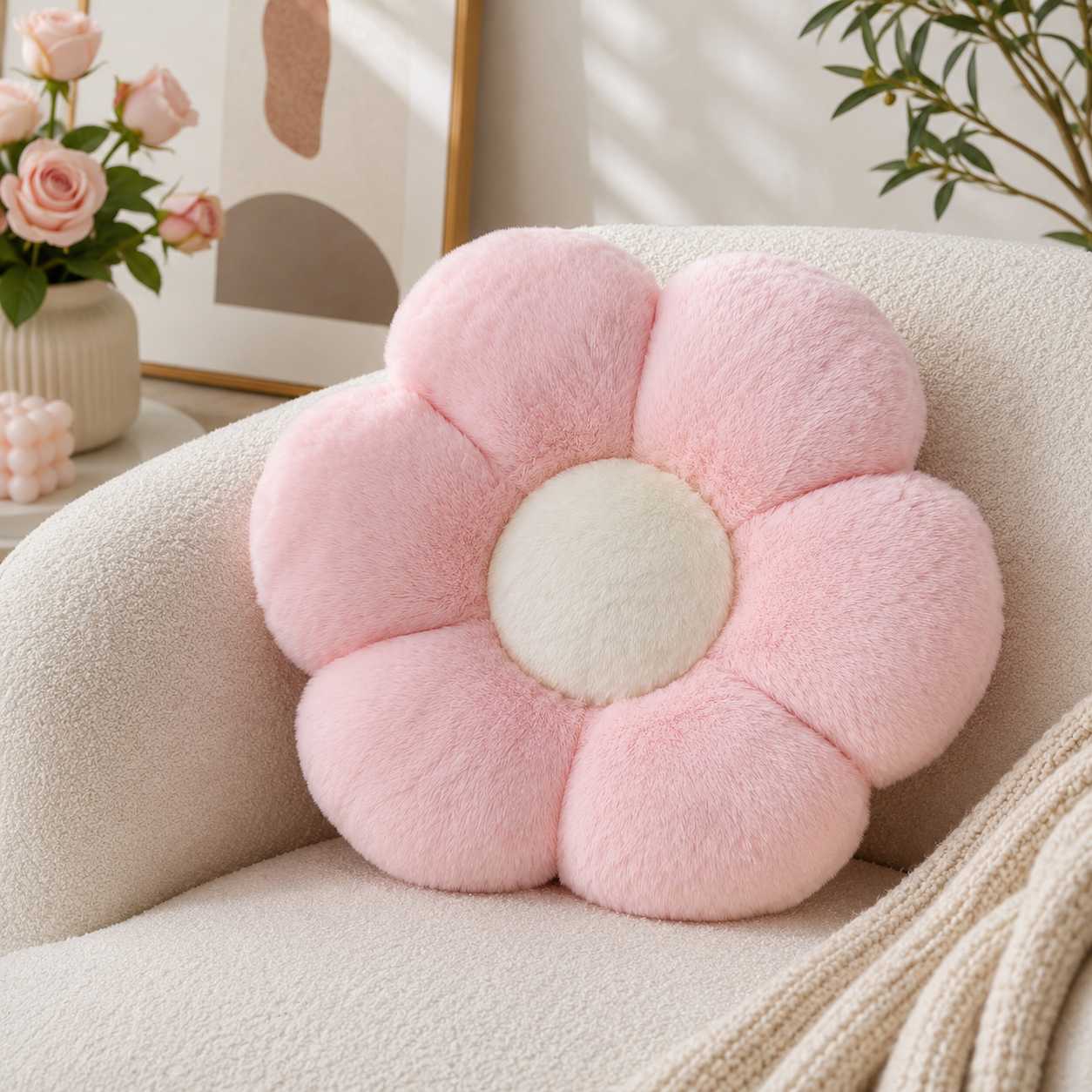 Kcvvcr Flower Shaped Throw Pillow, 14.9″
