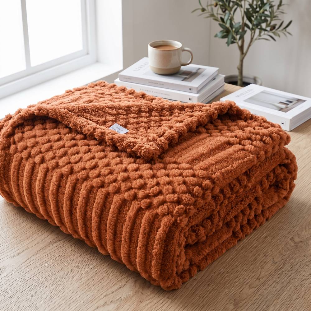 Lussena Rust Fleece Throw Blanket