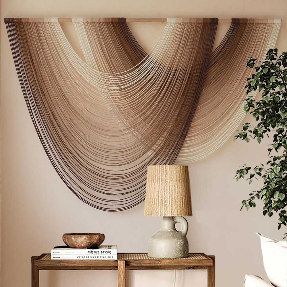 Macrame Wall Hanging 57×39 Inch, Dip Dyed Boho Brown