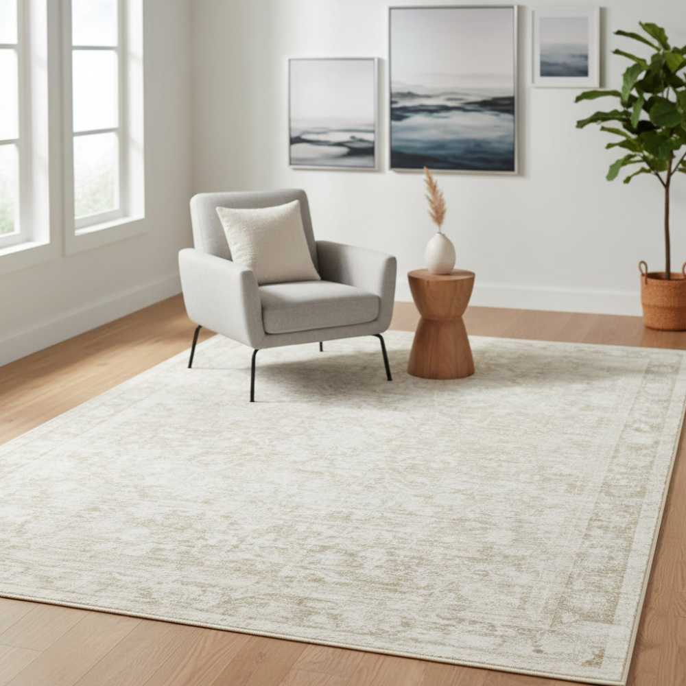 OEKO-TEX Washable Rug 8×10 Feet, Losbulake Floral Beige