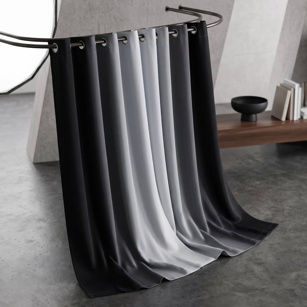 Ombre Room Darkening Curtains 84 Inch, SimpleHome Black to Grey