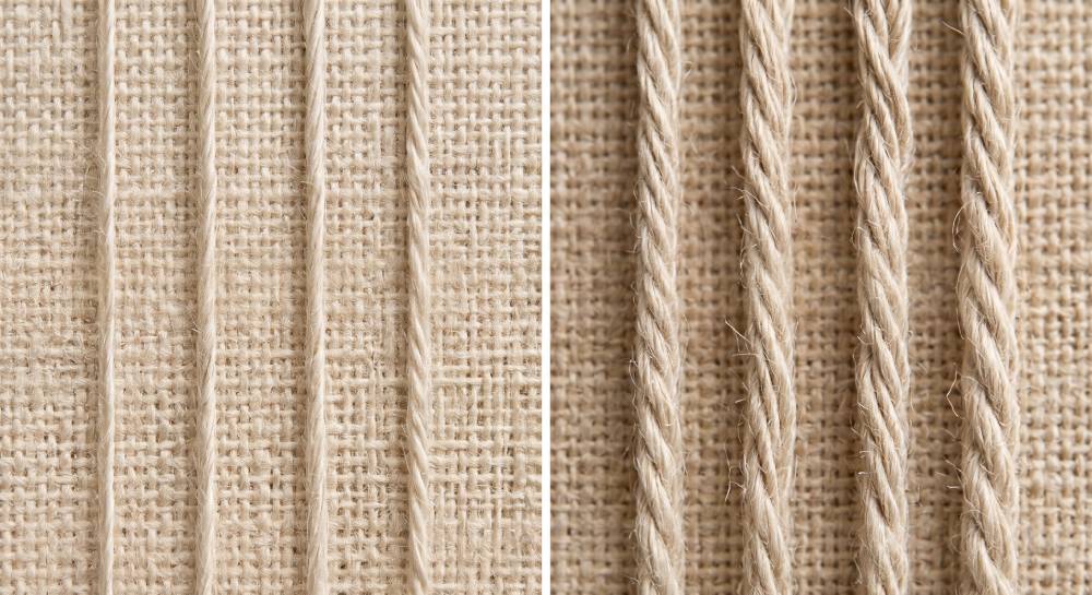 Single-ply and multi-ply yarn compared side by side