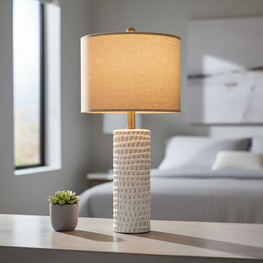 Slim Ceramic Table Lamps, Set of 2, 24 Inch White