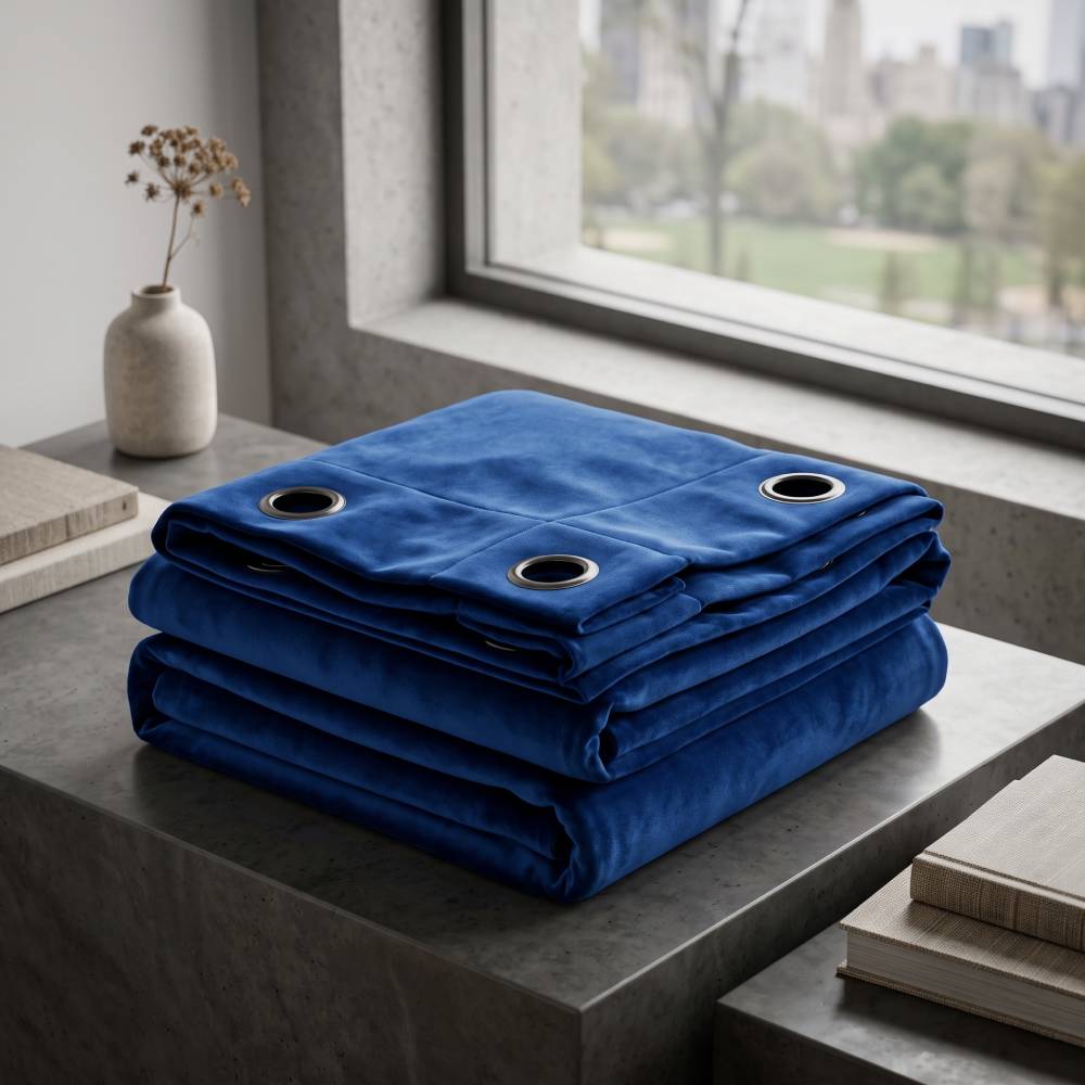 Velvet Blackout Curtains 96 Inch, SPXTEX Navy Blue