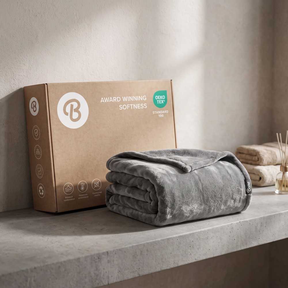 300 GSM Microplush Fleece Throw, Bare Home Full Queen Grey