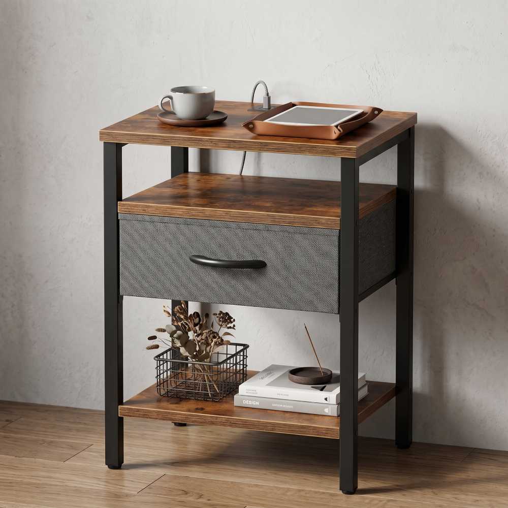 Charging Station Nightstand 23 Inch, USB C and Outlets