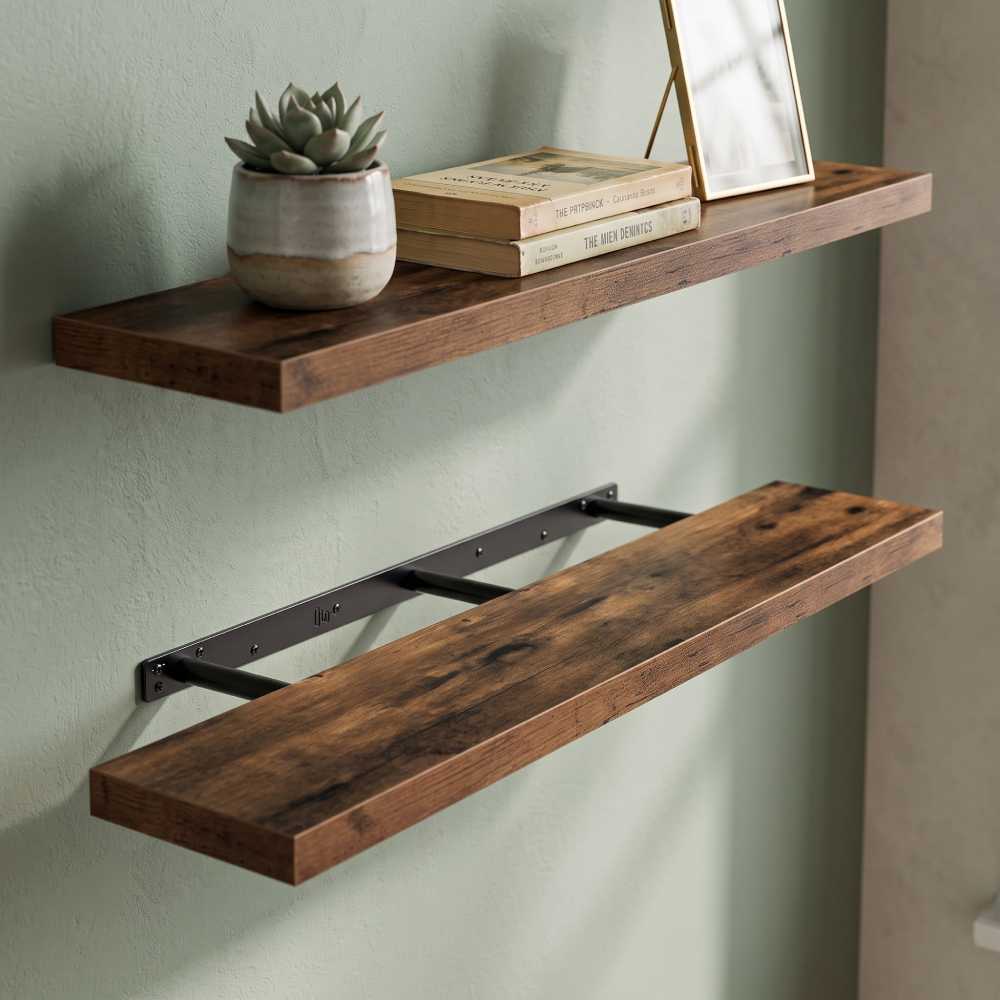 Extra Long Floating Shelves 47 Inch, Brown Set of 2