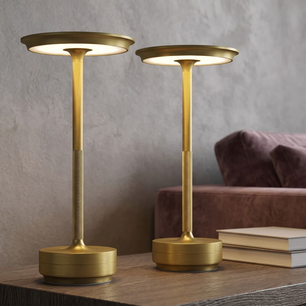 IP54 Waterproof Cordless Table Lamp, Gold 2 Pack