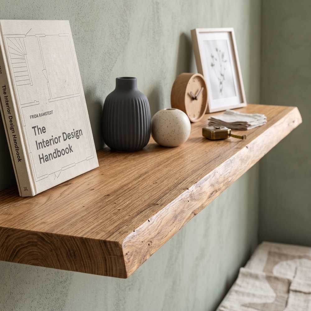 Live Edge Mantel Shelf 40 Inch, Solid Elm Single