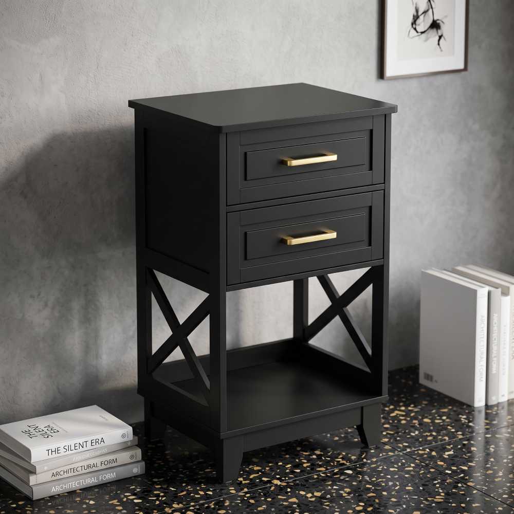 Tall Nightstand Set of 2, 30 Inch Black X Frame